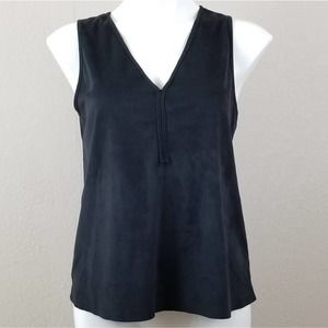 Paper Tee Top~Suede Look/Feel V-Neck Sleeveless~M